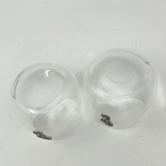 MENAGERIE Stemless Wine Cognac Glasses Set of 2 Pewter Seahorse Coastal Decor - Picture 5 of 5